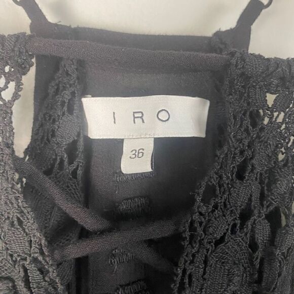 IRO Lellou Lightweight Mini Dress Black Crochet Lace-up - Picture 9 of 14